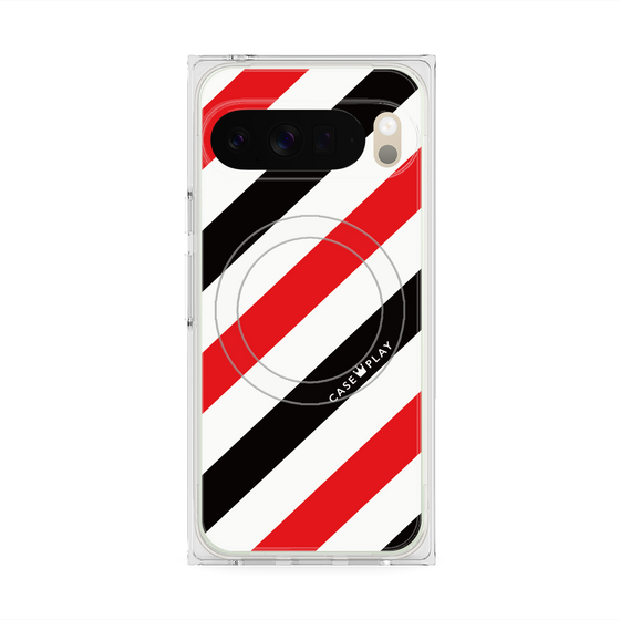 Premium Square Case with Pixelsnap［ Big Stripe - Red × Black ］
