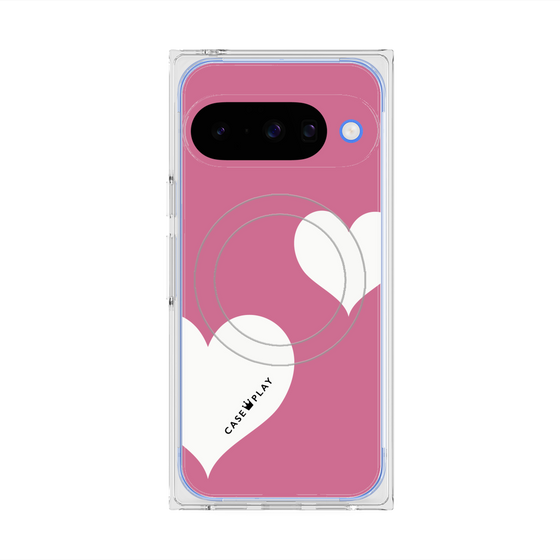 Premium Square Case with Pixelsnap［ Two Hearts - Pink ］
