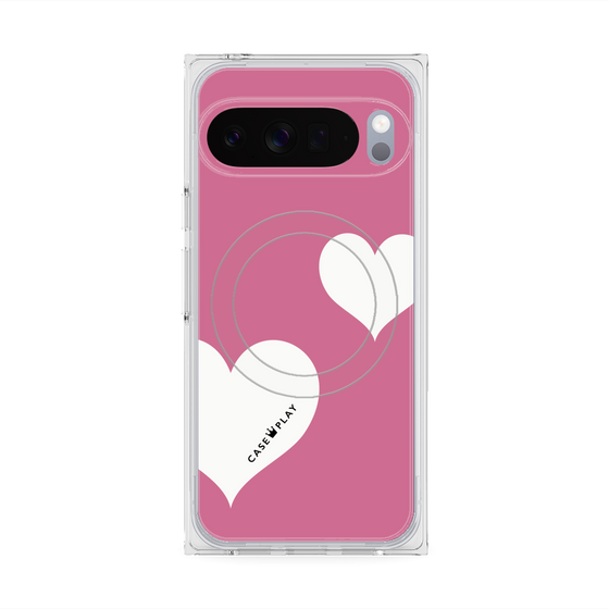 Premium Square Case with Pixelsnap［ Two Hearts - Pink ］