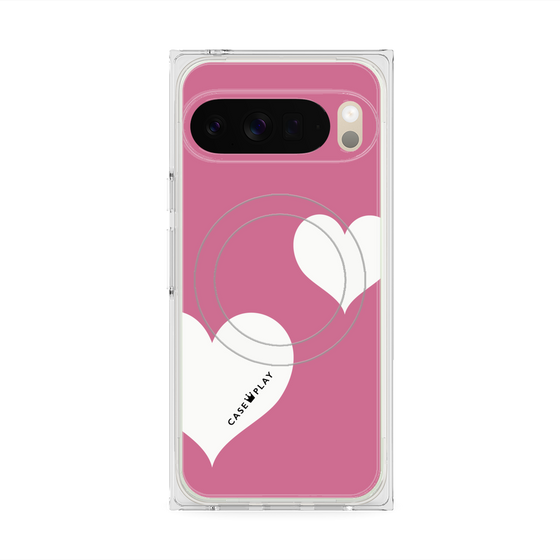 Premium Square Case with Pixelsnap［ Two Hearts - Pink ］