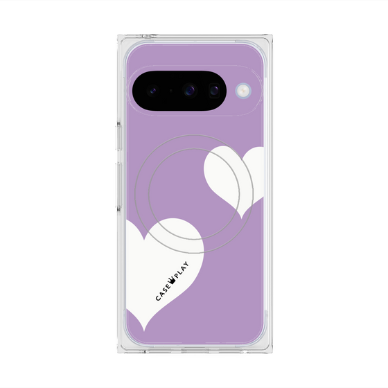 Premium Square Case with Pixelsnap［ Two Hearts - Purple ］