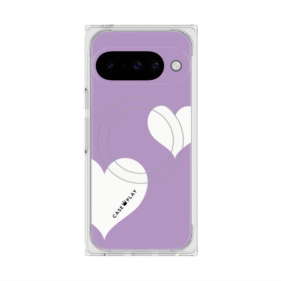Premium Square Case with Pixelsnap［ Two Hearts - Purple ］
