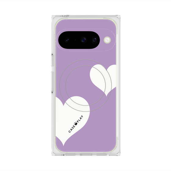 Premium Square Case with Pixelsnap［ Two Hearts - Purple ］