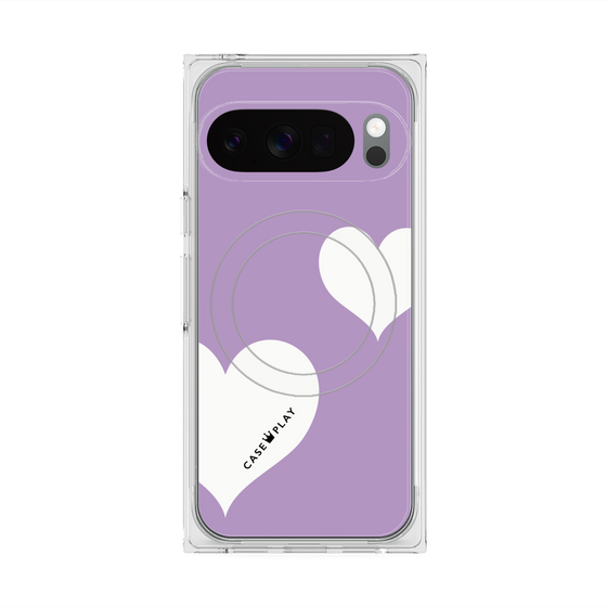 Premium Square Case with Pixelsnap［ Two Hearts - Purple ］