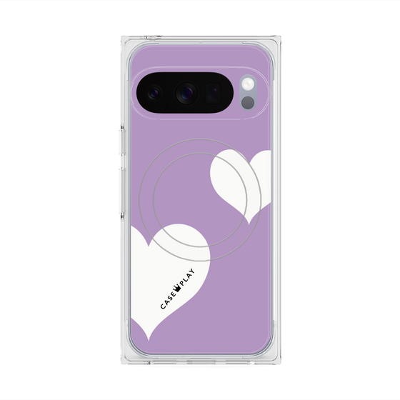 Premium Square Case with Pixelsnap［ Two Hearts - Purple ］