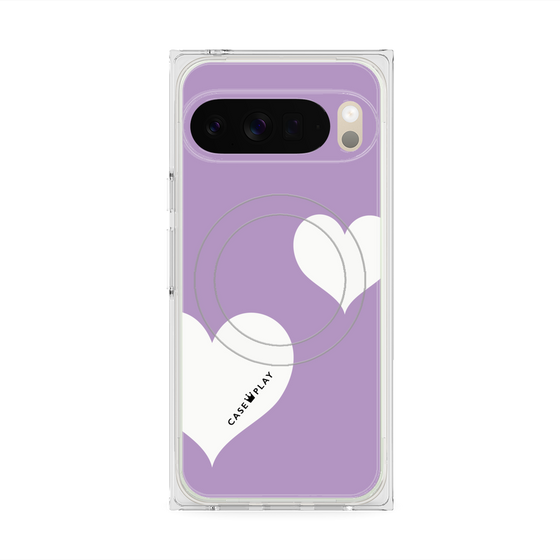 Premium Square Case with Pixelsnap［ Two Hearts - Purple ］