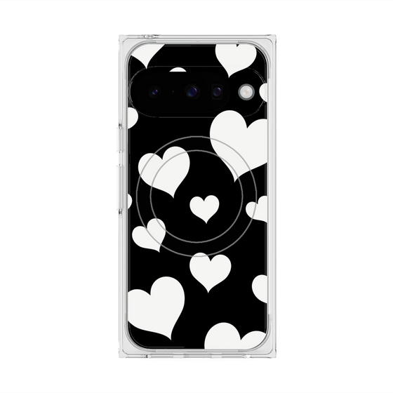 Premium Square Case with Pixelsnap［ Dot Hearts - Black ］