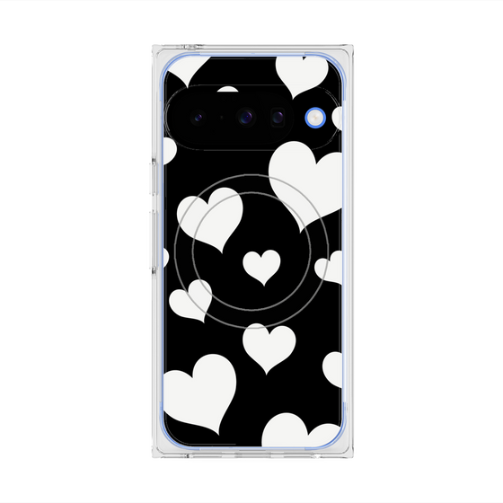 Premium Square Case with Pixelsnap［ Dot Hearts - Black ］