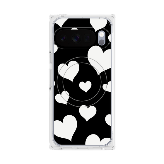 Premium Square Case with Pixelsnap［ Dot Hearts - Black ］