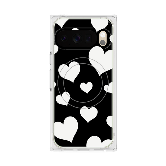 Premium Square Case with Pixelsnap［ Dot Hearts - Black ］