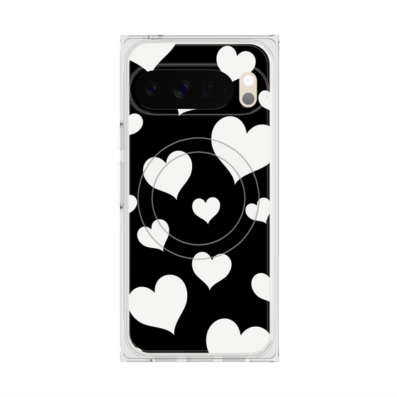Premium Square Case with Pixelsnap［ Dot Hearts - Black ］