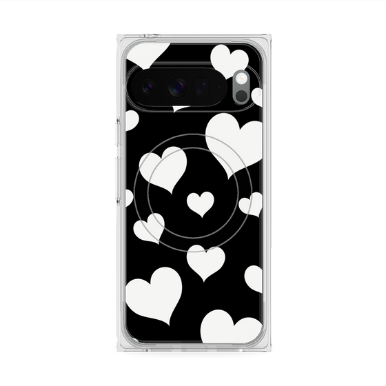 Premium Square Case with Pixelsnap［ Dot Hearts - Black ］