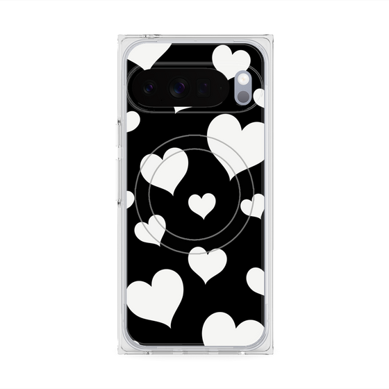 Premium Square Case with Pixelsnap［ Dot Hearts - Black ］
