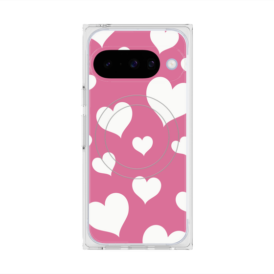 Premium Square Case with Pixelsnap［ Dot Hearts - Pink ］