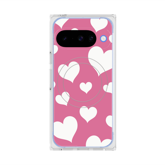 Premium Square Case with Pixelsnap［ Dot Hearts - Pink ］