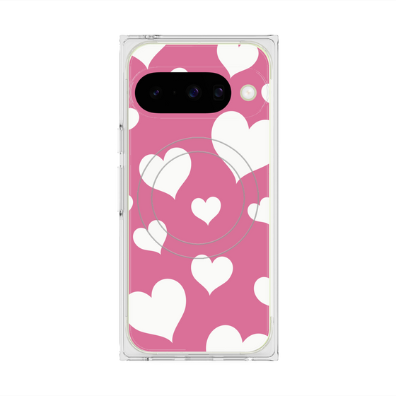Premium Square Case with Pixelsnap［ Dot Hearts - Pink ］