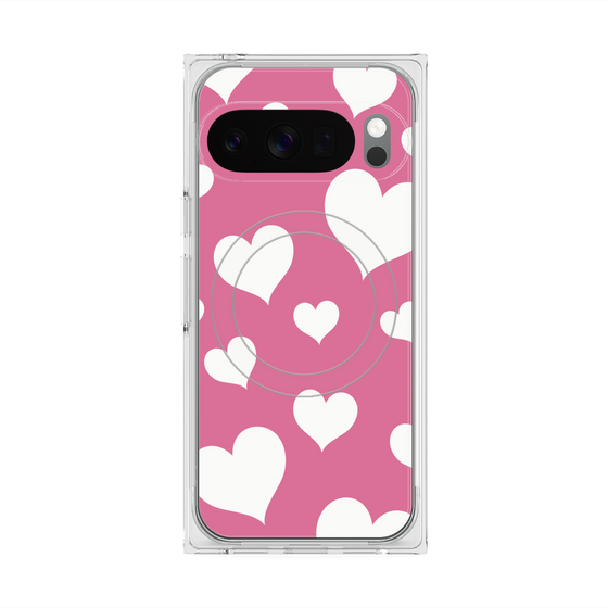 Premium Square Case with Pixelsnap［ Dot Hearts - Pink ］