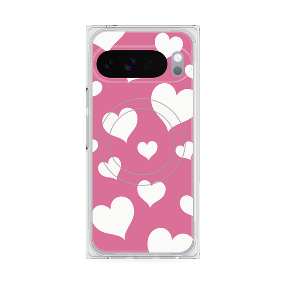 Premium Square Case with Pixelsnap［ Dot Hearts - Pink ］