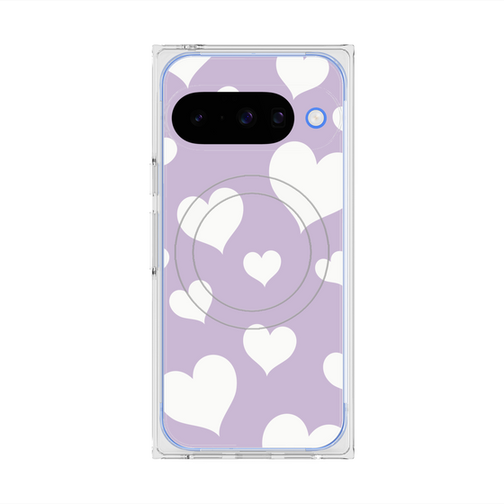 Premium Square Case with Pixelsnap［ Dot Hearts - Purple ］