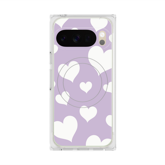 Premium Square Case with Pixelsnap［ Dot Hearts - Purple ］
