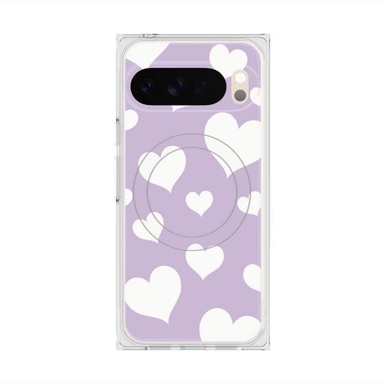 Premium Square Case with Pixelsnap［ Dot Hearts - Purple ］