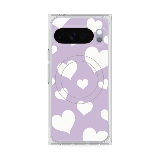 Premium Square Case with Pixelsnap［ Dot Hearts - Purple ］