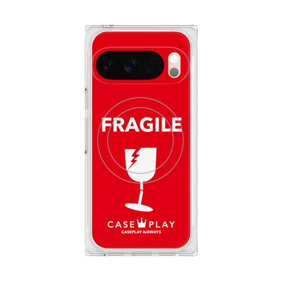 Premium Square Case with Pixelsnap［ FRAGILE - Red ］