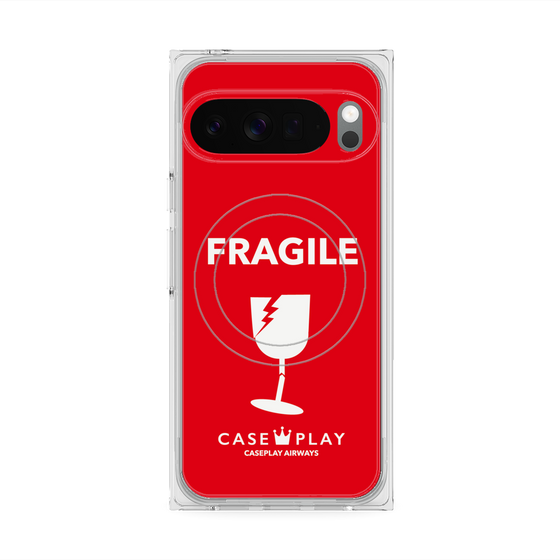 Premium Square Case with Pixelsnap［ FRAGILE - Red ］