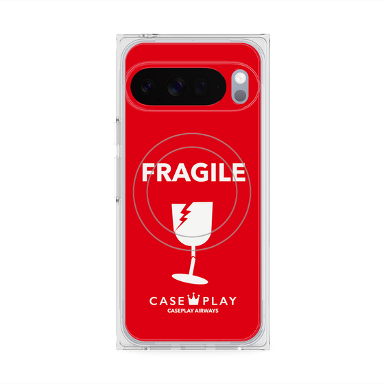 Premium Square Case with Pixelsnap［ FRAGILE - Red ］
