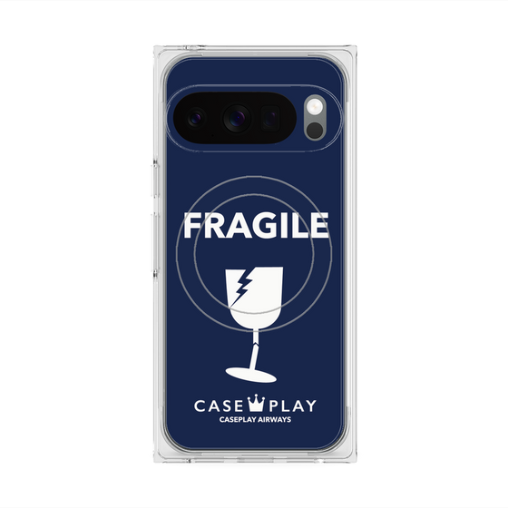 Premium Square Case with Pixelsnap［ FRAGILE - Navy ］