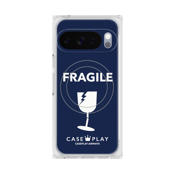 Premium Square Case with Pixelsnap［ FRAGILE - Navy ］