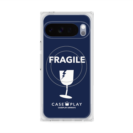Premium Square Case with Pixelsnap［ FRAGILE - Navy ］