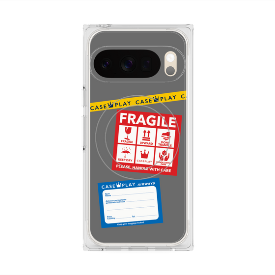Premium Square Case with Pixelsnap［ FRAGILE Stickers - Gray ］