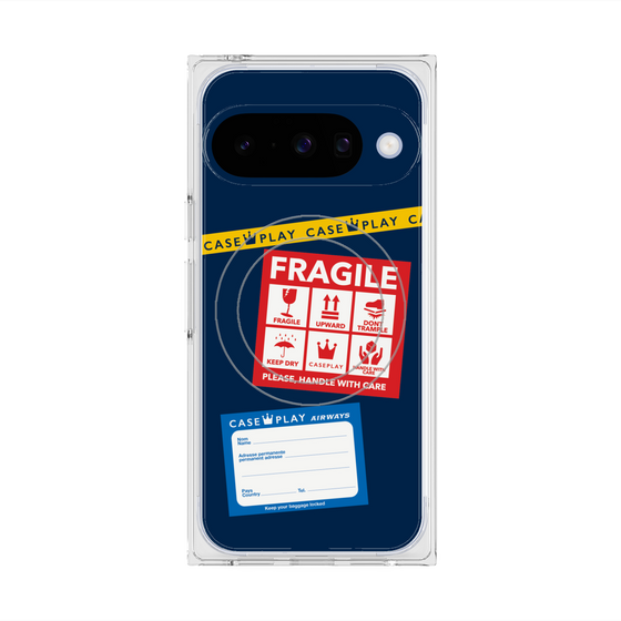 Premium Square Case with Pixelsnap［ FRAGILE Stickers - Navy ］
