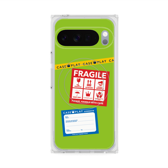 Premium Square Case with Pixelsnap［ FRAGILE Stickers - Green ］
