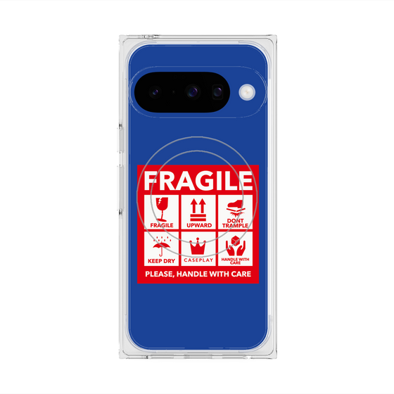 Premium Square Case with Pixelsnap［ FRAGILE Sticker - Blue ］