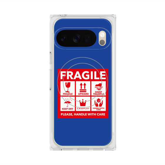 Premium Square Case with Pixelsnap［ FRAGILE Sticker - Blue ］