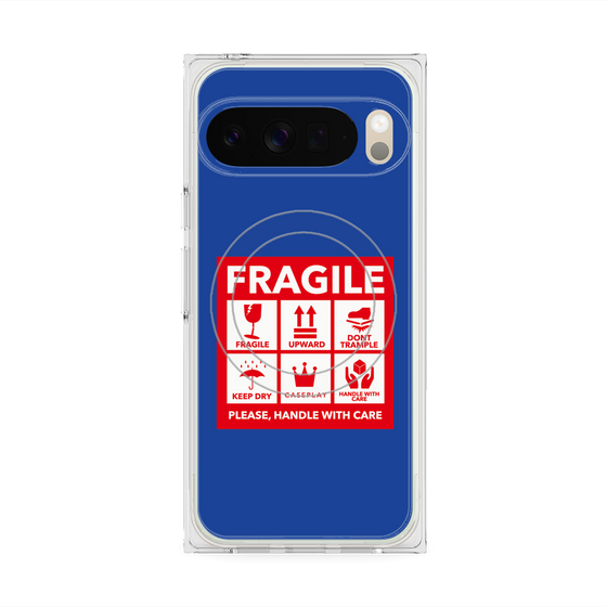 Premium Square Case with Pixelsnap［ FRAGILE Sticker - Blue ］
