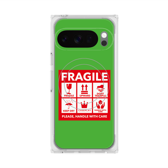 Premium Square Case with Pixelsnap［ FRAGILE Sticker - Green ］