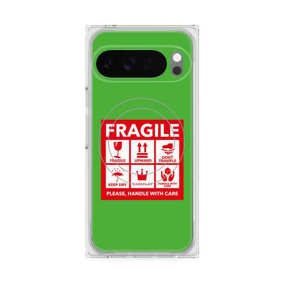 Premium Square Case with Pixelsnap［ FRAGILE Sticker - Green ］