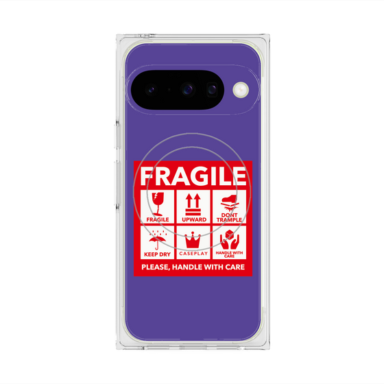 Premium Square Case with Pixelsnap［ FRAGILE Sticker - Purple ］
