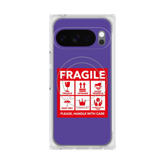 Premium Square Case with Pixelsnap［ FRAGILE Sticker - Purple ］