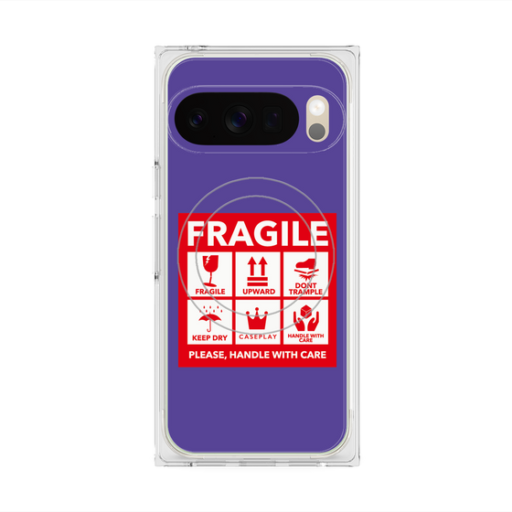 Premium Square Case with Pixelsnap［ FRAGILE Sticker - Purple ］