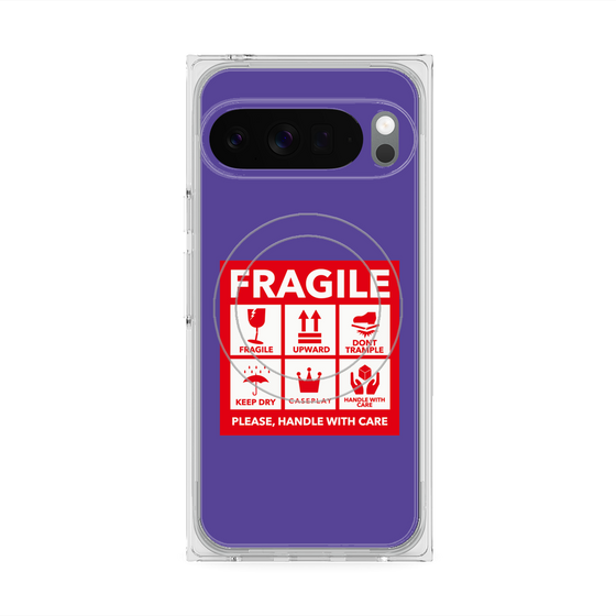 Premium Square Case with Pixelsnap［ FRAGILE Sticker - Purple ］