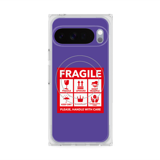 Premium Square Case with Pixelsnap［ FRAGILE Sticker - Purple ］