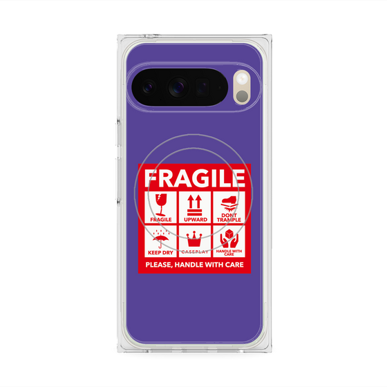 Premium Square Case with Pixelsnap［ FRAGILE Sticker - Purple ］