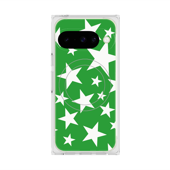 Premium Square Case with Pixelsnap［ Stars - Green ］