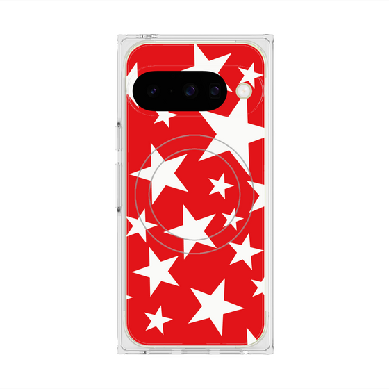 Premium Square Case with Pixelsnap［ Stars - Red ］