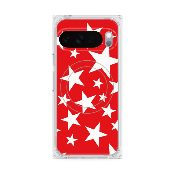 Premium Square Case with Pixelsnap［ Stars - Red ］