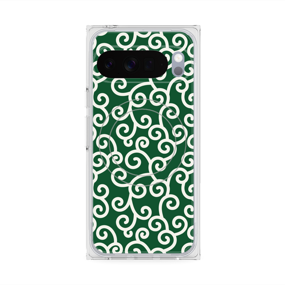 Premium Square Case with Pixelsnap［ Karakusa Pattern - Green ］